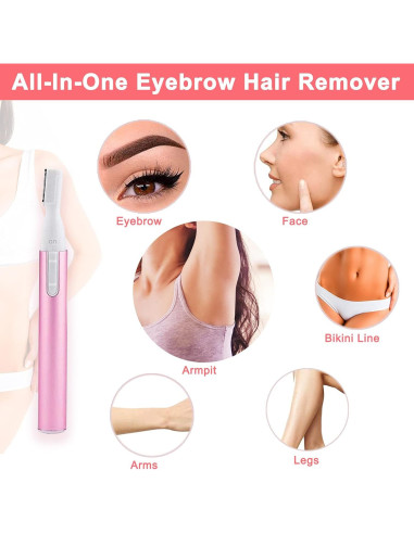 Recortador de Cejas Eléctrico ROSARDEN Rosa, Mini Epilador Facial