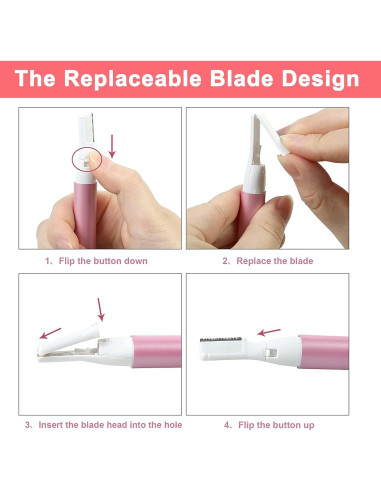 Recortador de Cejas Eléctrico ROSARDEN Rosa, Mini Epilador Facial