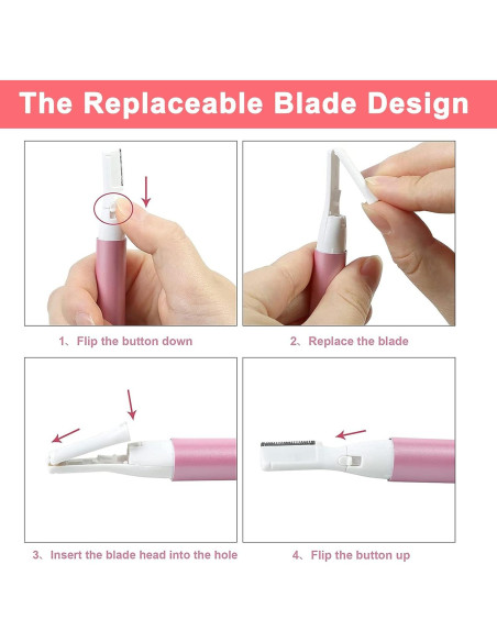 Recortador de Cejas Eléctrico ROSARDEN Rosa, Mini Epilador Facial Recortador de Cejas Eléctrico ROSARDEN Rosa, Mini Epilador Facial