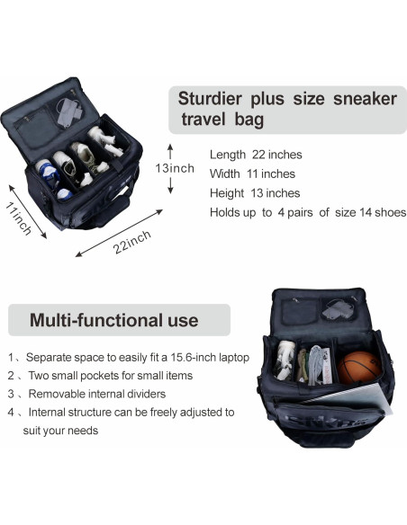Bolsa de Viaje para Zapatillas Impermeable 66x25x33 cm Negro Bolsa de Viaje para Zapatillas Impermeable 66x25x33 cm Negro