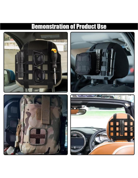Organizador de Reposacabezas de Coche SMILFUY Panel MOLLE Negro Organizador de Reposacabezas de Coche SMILFUY Panel MOLLE Negro