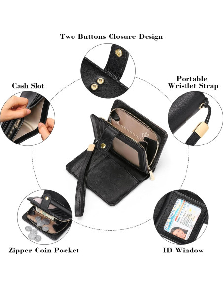 Cartera Pequeña GAEKEAO para Mujeres con Bloqueo RFID de Cuero Cartera Pequeña GAEKEAO para Mujeres con Bloqueo RFID de Cuero