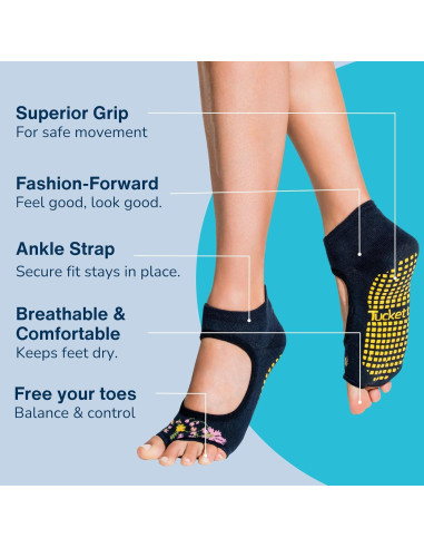 Calcetines de Pilates sin Dedos Tucketts para Mujeres, Nude, Talla S/M