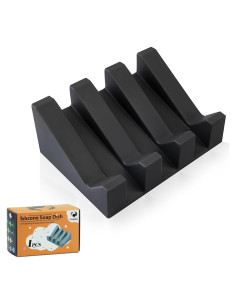 Plato de Jabón de Silicona Coipdfty Negro Autodrenante 11x7x4cm