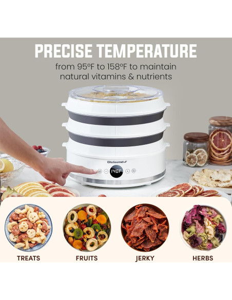 Deshidratador de Alimentos Elite Gourmet EFD329WD 5 Bandejas Deshidratador de Alimentos Elite Gourmet EFD329WD 5 Bandejas