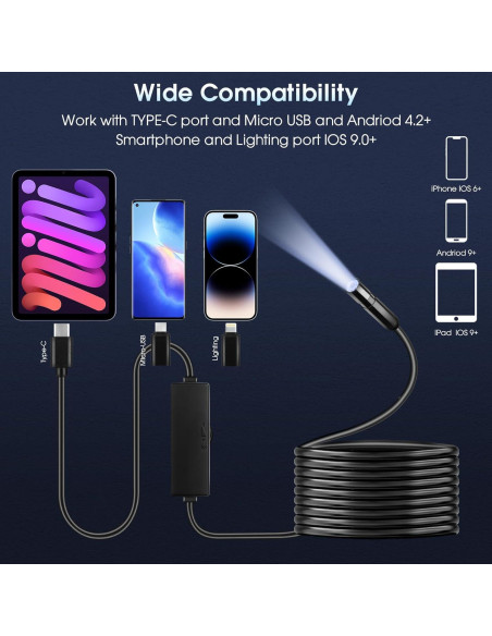 Cámara Endoscópica Jebousike 1m HD 1920P con Luz LED IP67 Cámara Endoscópica Jebousike 1m HD 1920P con Luz LED IP67