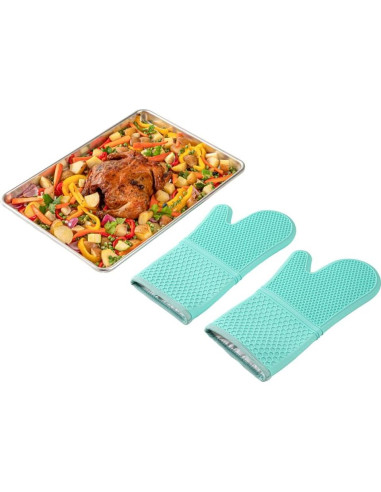 Manoplas de Horno Silicona Turquesa Restaurantware - 2 Piezas
