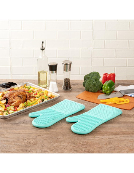 Manoplas de Horno Silicona Turquesa Restaurantware - 2 Piezas Manoplas de Horno Silicona Turquesa Restaurantware - 2 Piezas
