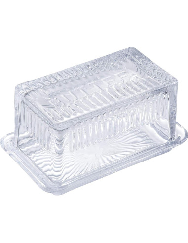 Plato Doble de Mantequilla TableCraft Vidrio Grabado 17.1x10.2x8.3