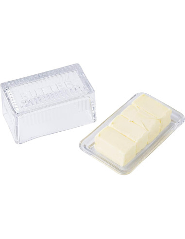 Plato Doble de Mantequilla TableCraft Vidrio Grabado 17.1x10.2x8.3