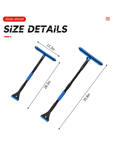 BELOMI Cepillo de Nieve 3 en 1 Desmontable Azul 91 cm BELOMI Cepillo de Nieve 3 en 1 Desmontable Azul 91 cm