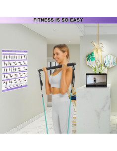 Kit de Barra de Pilates Goocrun con Bandas de Resistencia 130 lbs 2
