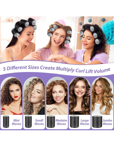 Set de Rulos Autoadhesivos Qinzave 56 PCS 5 Tamaños para Cabello