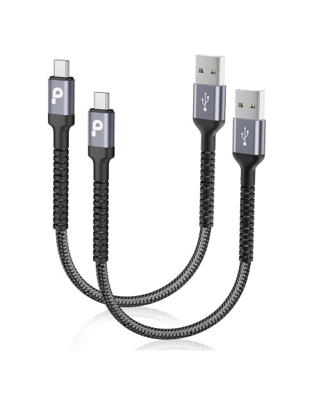 Cable USB A a USB C Carga Rápida 1FT 2Pack PRAKIE Gris Cable USB A a USB C Carga Rápida 1FT 2Pack PRAKIE Gris