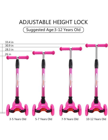 Scooter ChromeWheels Rosa 3 Ruedas Ajustable 59.87 kg Scooter ChromeWheels Rosa 3 Ruedas Ajustable 59.87 kg