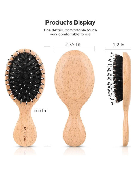 Cepillo de Pelo Mini URTHEONE 6 Pcs Cerda de Jabalí Viaje Cepillo de Pelo Mini URTHEONE 6 Pcs Cerda de Jabalí Viaje