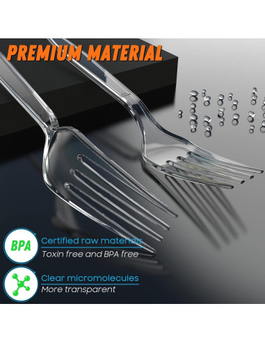 Tenedores de Plástico Dipoo Transparentes 18 cm Resistentes 84 Pzs