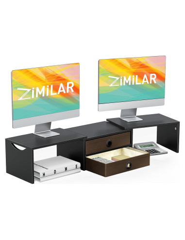 Soporte Elevador para Doble Monitor Zimilar con 2 Cajones
