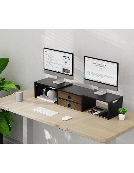 Soporte Elevador para Doble Monitor Zimilar con 2 Cajones Soporte Elevador para Doble Monitor Zimilar con 2 Cajones