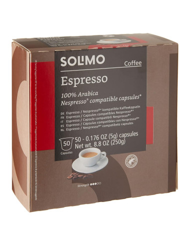Cápsulas de Espresso Solimo Amazon 50 Unidades Tostado Medio