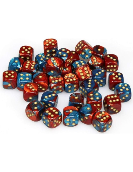 Juego de Dados DND Chessex 36 D6 12mm Rojo Teal Dorado Juego de Dados DND Chessex 36 D6 12mm Rojo Teal Dorado