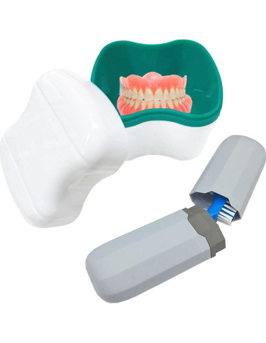 Kit Estuche Dentaduras Platonee 6 Piezas Rosa Verde