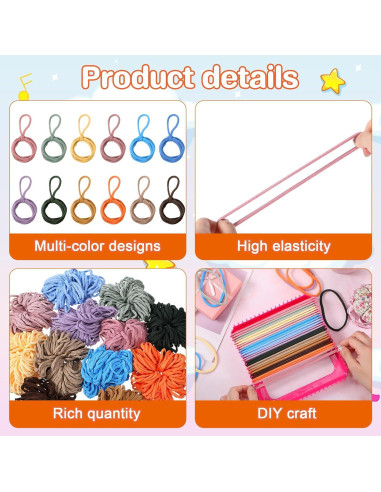 Kit de Anillos de Tejer Hotop 1200 Pcs Multicolor 12 Colores