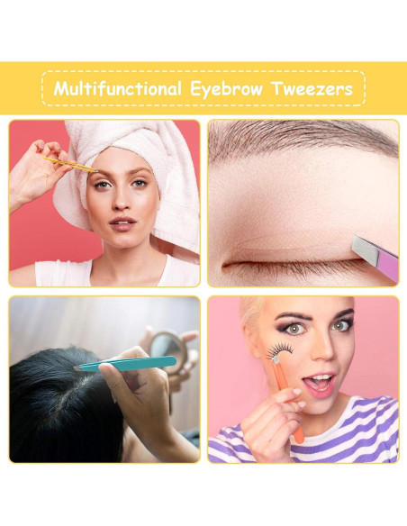 16 Pinzas de Cejas Inclinadas Maitys Acero Inoxidable Precisión 16 Pinzas de Cejas Inclinadas Maitys Acero Inoxidable Precisión
