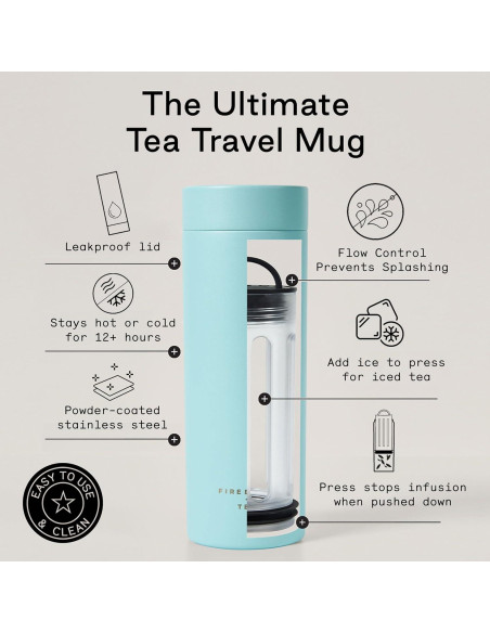 Taza Infusora de Té Firebelly Aqua, Acero Inoxidable 473ml Taza Infusora de Té Firebelly Aqua, Acero Inoxidable 473ml