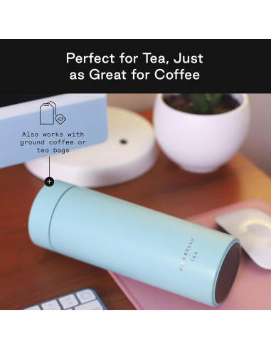 Taza Infusora de Té Firebelly Aqua, Acero Inoxidable 473ml