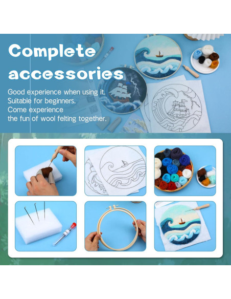 Kit de Fieltro de Aguja QMNNMA - Olas del Mar y Veleros Kit de Fieltro de Aguja QMNNMA - Olas del Mar y Veleros