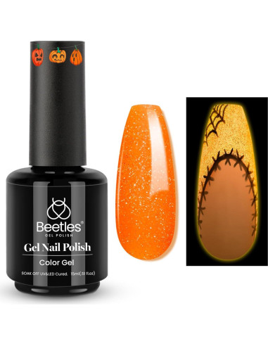 Esmalte de Uñas Gel Halloween Beetles Naranja 15ml Brilla en la Oscuridad