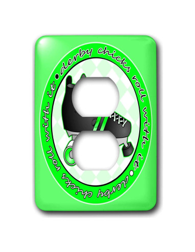 Cubierta de Interruptor 3dRose Verde y Negro 2 Tomas