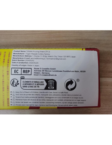 Tijeras de podar TONMA JP 19 cm Bypass Acero SK5 Ergonomicas