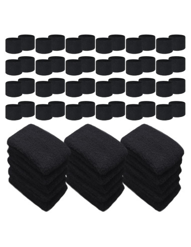 Lounsweer 72 Pulseras Deportivas Negras para Niños - Muñequera de Algodón