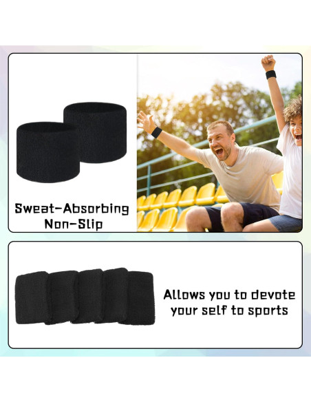 Lounsweer 72 Pulseras Deportivas Negras para Niños - Muñequera de Algodón Lounsweer 72 Pulseras Deportivas Negras para Niños - Muñequera de Algodón