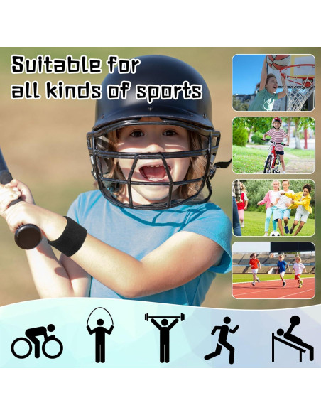 Lounsweer 72 Pulseras Deportivas Negras para Niños - Muñequera de Algodón Lounsweer 72 Pulseras Deportivas Negras para Niños - Muñequera de Algodón