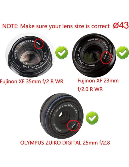 Tapa de lente de 43 mm MOSTOS para cámaras Fujifilm Tapa de lente de 43 mm MOSTOS para cámaras Fujifilm