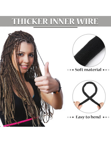 6 Sujetadores de Cabello Flexibles Hoteam para Dreadlocks Negros