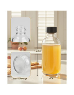 Botellas de vidrio Rionisor 60ml claras, paquete de 6 con tapas 2