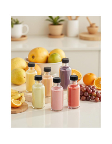 Botellas de vidrio Rionisor 60ml claras, paquete de 6 con tapas
