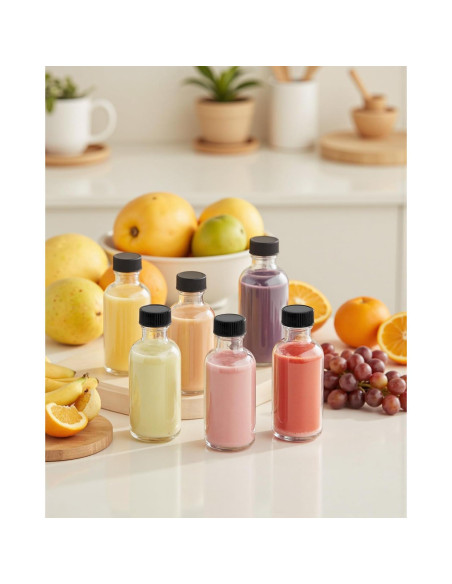 Botellas de vidrio Rionisor 60ml claras, paquete de 6 con tapas Botellas de vidrio Rionisor 60ml claras, paquete de 6 con tapas