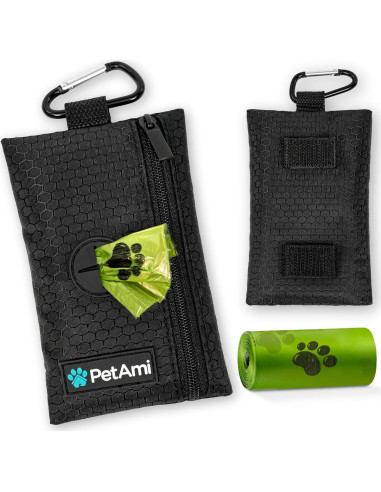 Soporte dispensador de bolsas de excremento PetAmi negro