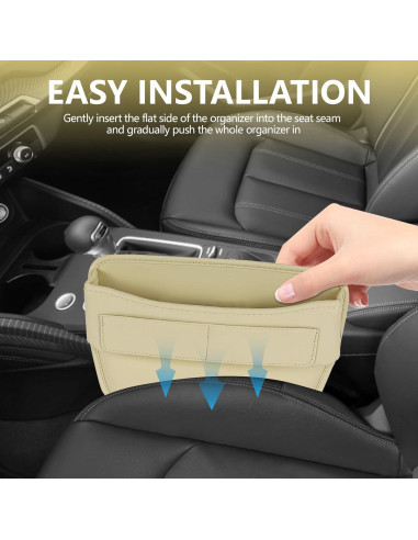 Organizador de Asiento Automotriz Hbxdeco Beige Cuero Universal