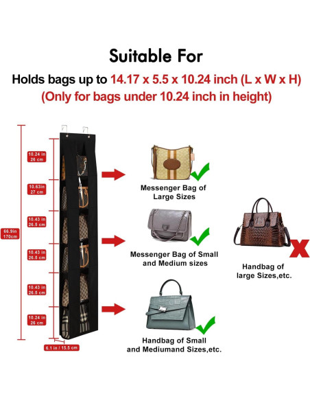 Organizador de Bolsos Sobre la Puerta Lirex, Negro, 169.5x32 cm Organizador de Bolsos Sobre la Puerta Lirex, Negro, 169.5x32 cm