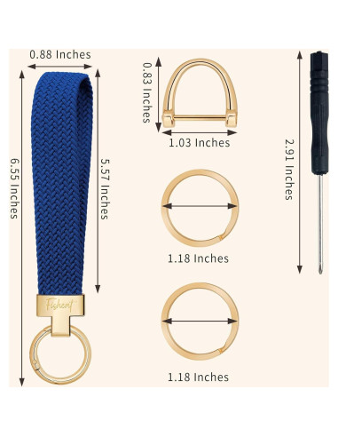 Fishent Llavero Pulsera Trenzada Azul Atlántico con 3 Anillos