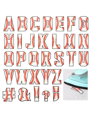 Outus Letras Termoadhesivas de Béisbol 372 Pcs 3.8 cm A-Z
