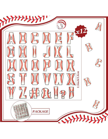 Outus Letras Termoadhesivas de Béisbol 372 Pcs 3.8 cm A-Z Outus Letras Termoadhesivas de Béisbol 372 Pcs 3.8 cm A-Z