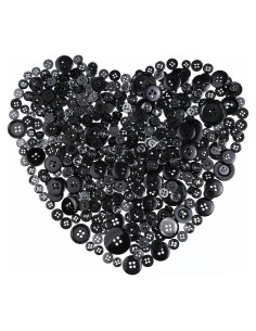 1600 Botones Negros de Resina Qovydx para Manualidades 1.8-7.6 cm