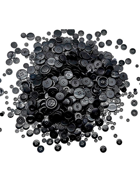 1600 Botones Negros de Resina Qovydx para Manualidades 1.8-7.6 cm 1600 Botones Negros de Resina Qovydx para Manualidades 1.8-7.6 cm